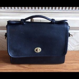 Vintage Coach Court-Black leather